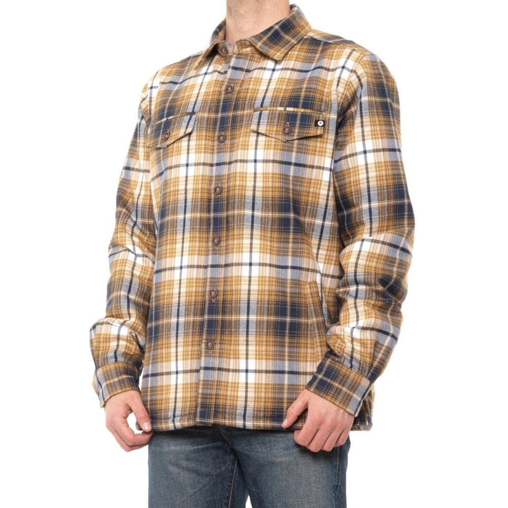 Marmot Ridgefield Sherpa Fleece‎ Men's Jacket Size Small Plaid Yellow Outdoors